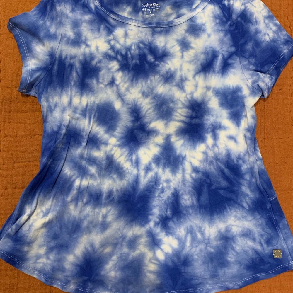 Calvin Klein blue tie-dye cotton tshirt M